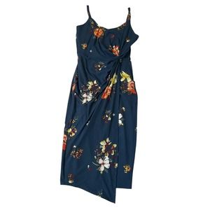 Nine Briton Blue Floral Adjustable Strap Midi Dress Size M | 42-20